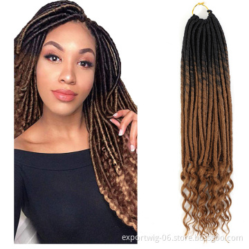 Wholesale Straight Goddess Locs Crochet Hair Extension with Curly End Synthetic Faux Locs Hair for Women